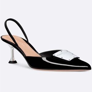 Christian Dior La Parisiennen slingback patent calfskin leather pump black